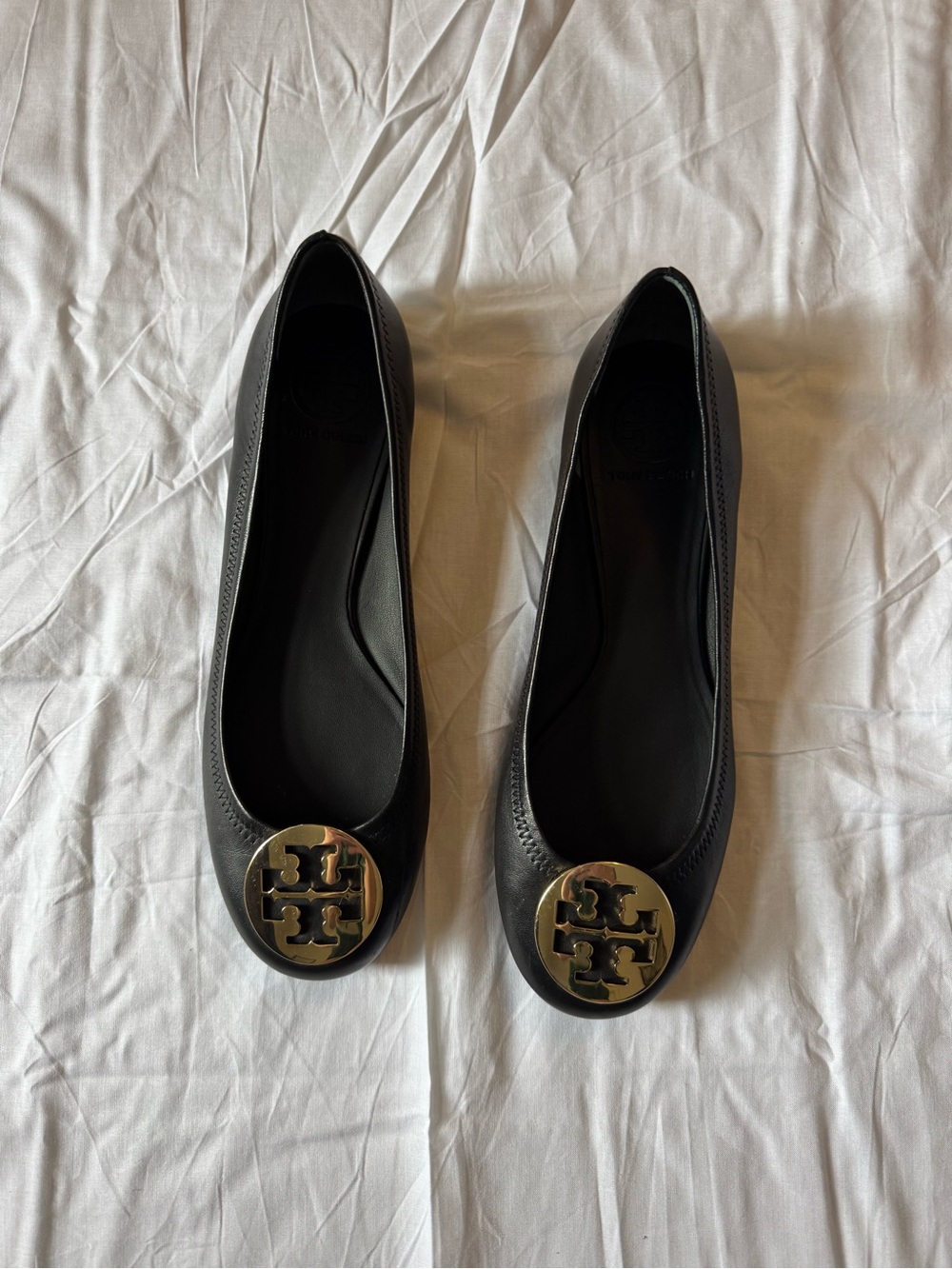 Tory Burch Black and Gold Flats